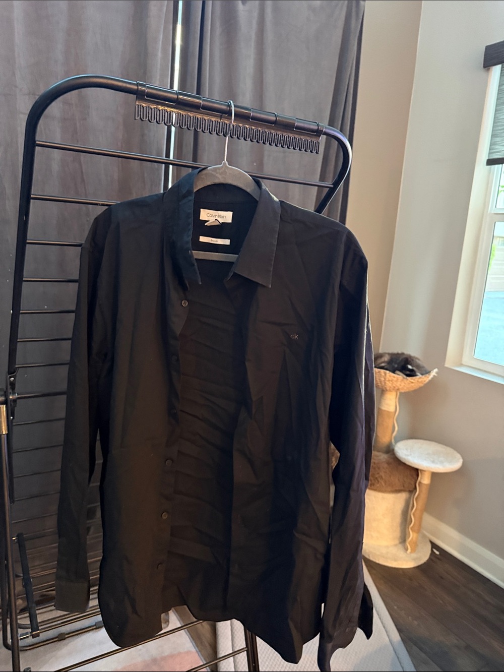 Calvin Klein Black Men's Long-Sleeve Button Shirt